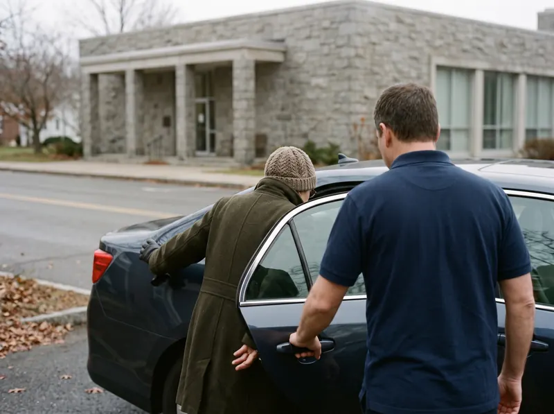 A ride to an appointment, the car door held open