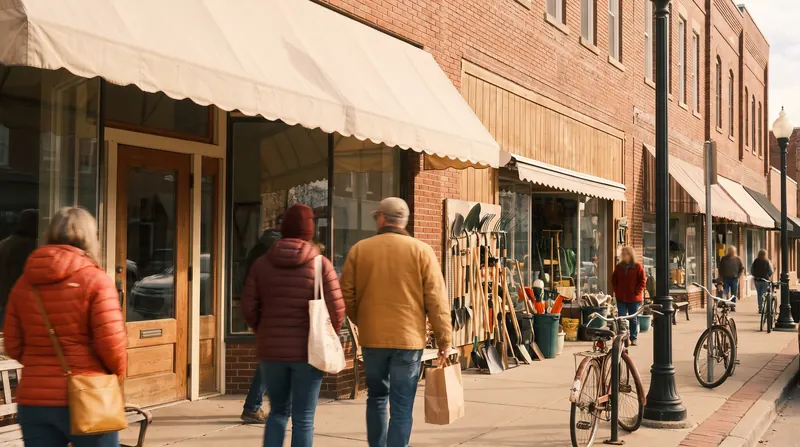 A main street of local businesses